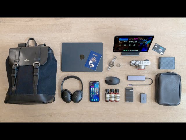 My Travel Bag u0026 Tech Essentials (after 50+ Work Trips) class=