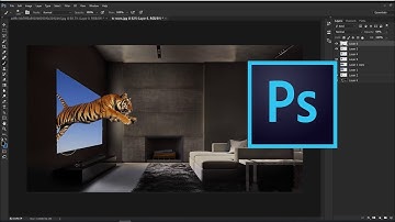 Photoshop Tutorial: Tiger Photo Manipulation | Tiger Jumping Outside from TV
