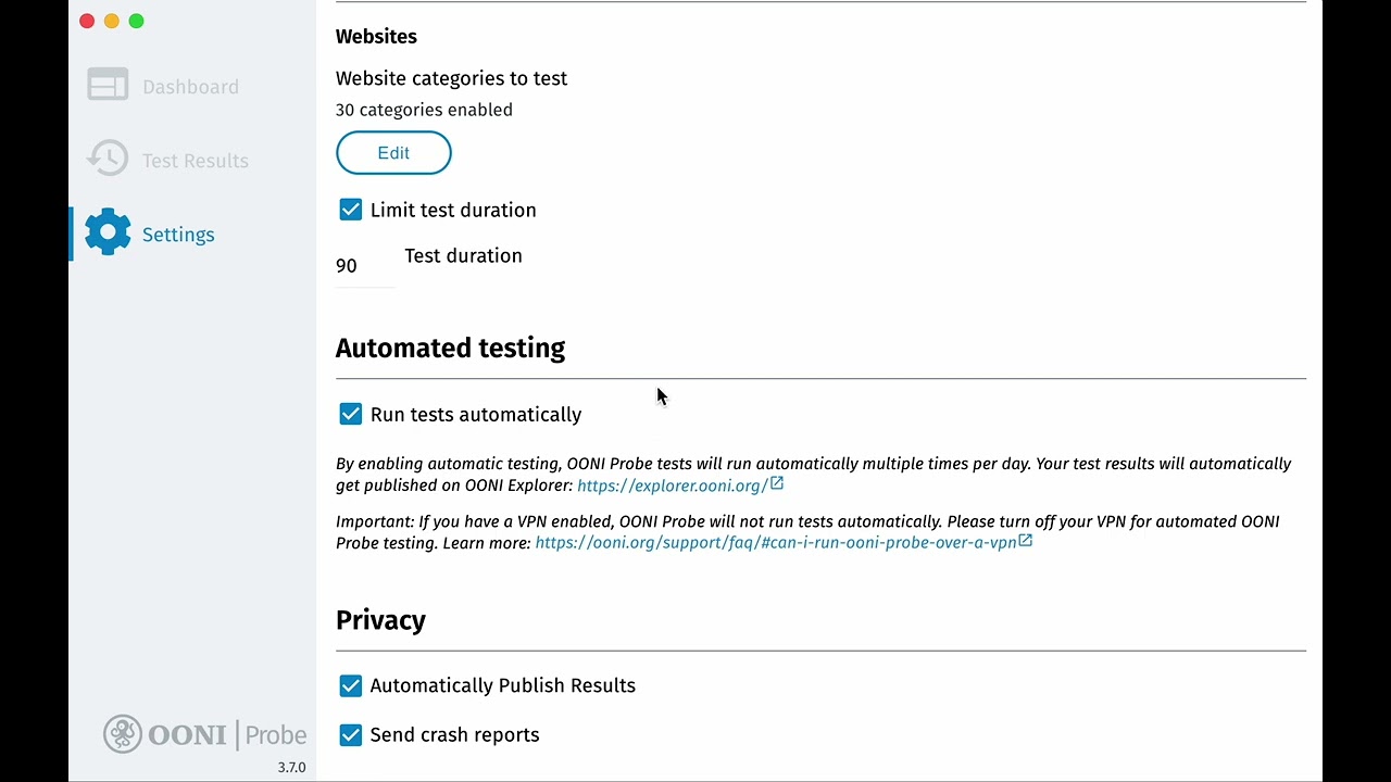 4.6  Automated OONI Probe testing
