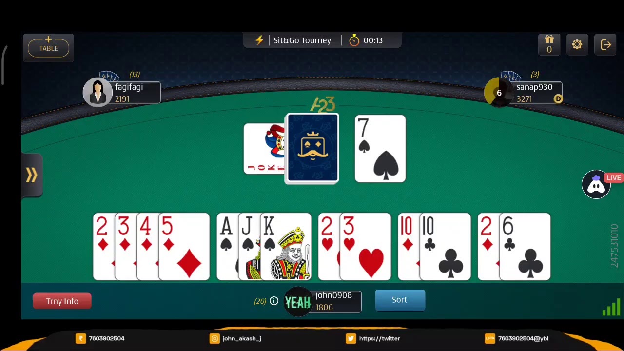 Ace2Three Rummy Plus : 👍 stream | ₹11 Tournament Live Stream | Playing Solo | Streaming with Turnip