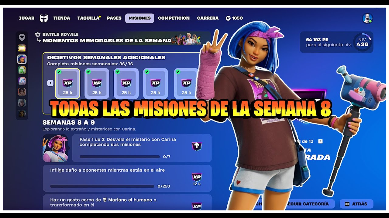 ⚔️FORTNITE - CÓMO COMPLETAR TODAS LAS MISIONES DE LA SEMANA 8 / CAPÍTULO 7