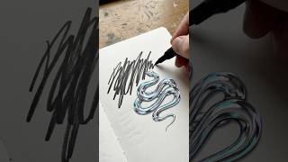 Black Ink transforms into Neon Mercury Serpent 🐍✍️ #shorts