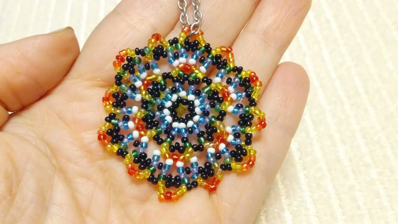 multi-colored pendant, a gift for her, beaded jewelry, women's beaded jewelry