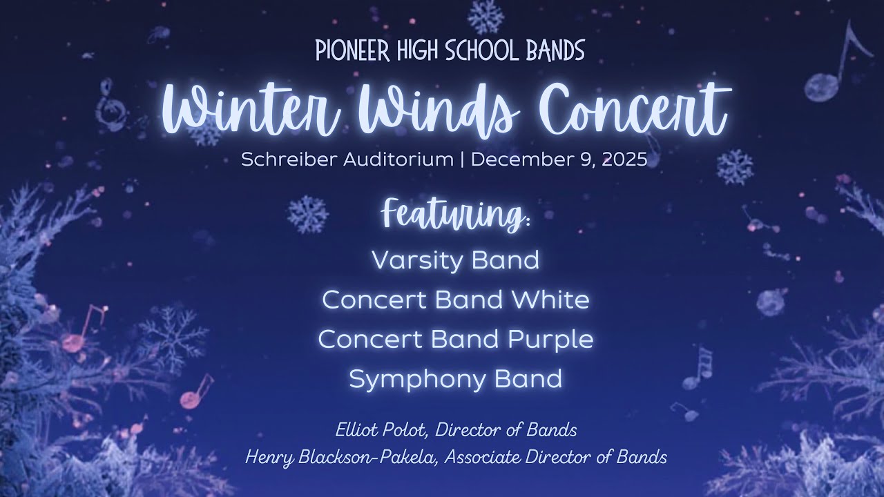 Ann Arbor Pioneer Symphony Band:  Winter Winds Concert at Schreiber Auditorium, December 9, 2025