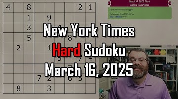 NYT Hard Sudoku Walkthrough | March 16, 2025