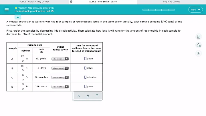 ALEKS: Understanding radioactive half life