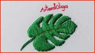 Hand Embroidery: Monstera Leaf Embroidery | Bordado a Mano: Hoja de Monstera | Artesd'Olga