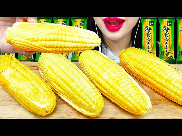 ASMR KOREAN SWEET CORN ICE CREAM 찰옥수수 아이스크림 먹방 NO TALKING EATING SOUNDS