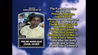 Philise Angelique Joahil Xavier ~ Short Obituary