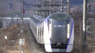 2020.3.14ダイヤ改正前　12両編成の【E353系特急あずさ】　中央東線　東町踏切（下諏訪カーブ）岡谷〜下諏訪間‼