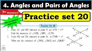 Practice set 20 Class 7 | Chapter 4 Angles and Pairs of Angles | Maths | All question Answers Wealth