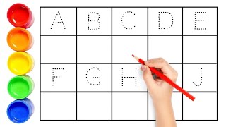 Alphabet, ABC song, abcd, a to z, Kids rhymes, collection for writing along dotted lines for toddler