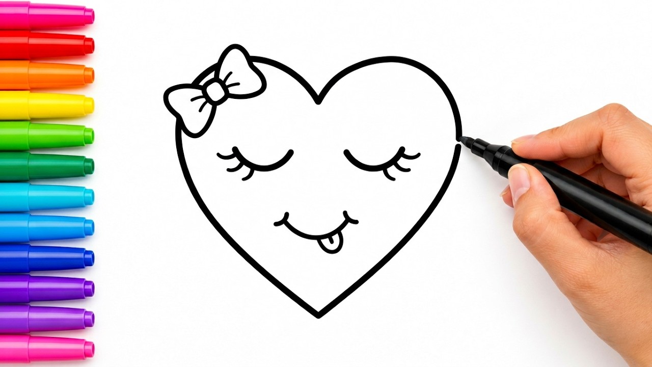 How to Draw a Heart with Acrylic Paint ️ Easy Heart Drawing for Kids ...