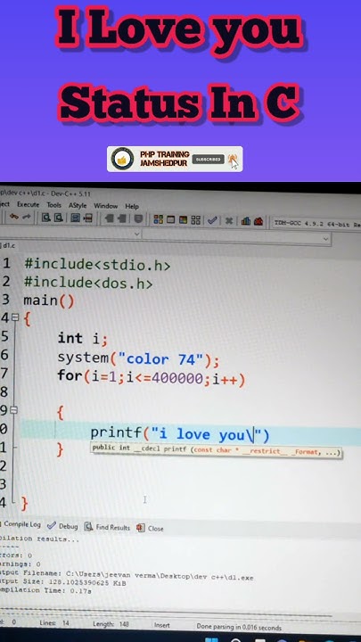 I Love You Message in C++ Programming l #cpp #cprogramming # ...
