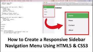How to CODE a Responsive Sidebar Navigation Menu Using HTML5 & CSS3 | New
