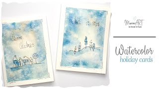 Watercolor diy simple cards idea - Christmas cards for beginners screenshot 4