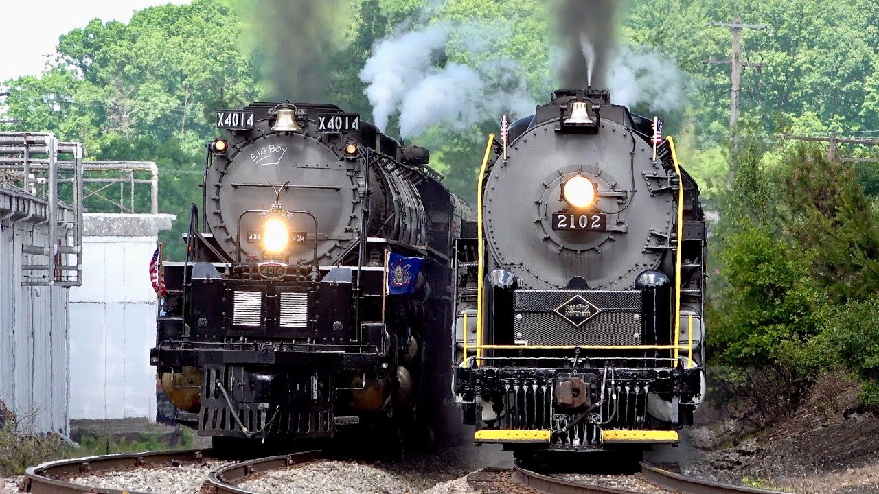 Big Boy 4014 & RBMN 2102 Race Side-by-Side Out of Pittston! | Historic ...