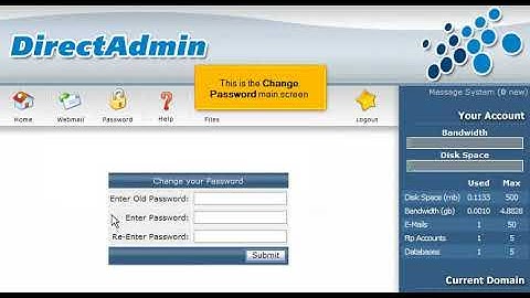 DirectAdmin: Changing your password