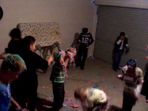 Silly String attack at Mace's party!