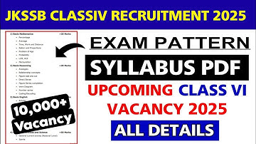 JKSSB CLASS IV Recruitment 2025 | JKSSB Classiv Syllabus 2025 | Exam Pattern & Topic Wise Syllabus