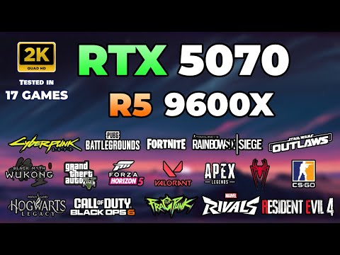 RTX 5070 + Ryzen 5 9600x : Test in 17 Games in 2025 | 2K | All Settings Tested