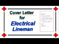 Cover letter for Lineman of Electricity Transmission Line | Job letter sample for Power Lineman