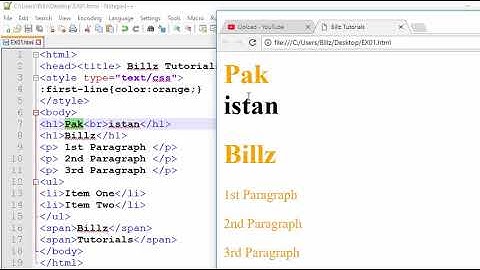 CSS :First Line Pseudo Element Selector As Global & Element Specific Style In Hindi | Urdu