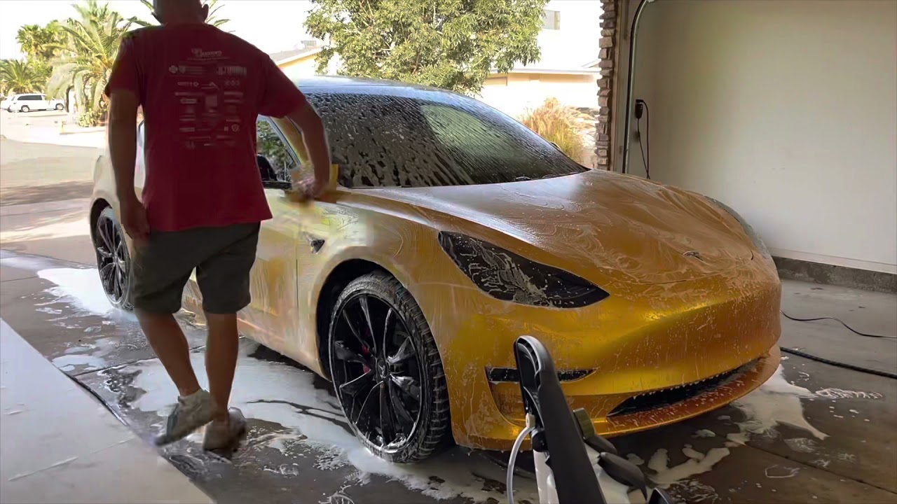 How to wash a Tesla/Vinyl Wrap/Ceramic Coated Surface (timelapse) YouTube