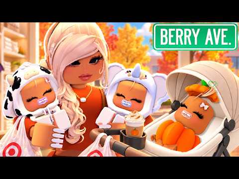 TRIPLETS FIRST HALLOWEEN COSTUMES! AUTUMN DAY WITH MOM *VOICED* BERRY AVENUE ROBLOX