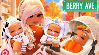 TRIPLETS FIRST HALLOWEEN COSTUMES! AUTUMN DAY WITH MOM *VOICED* BERRY AVENUE ROBLOX
