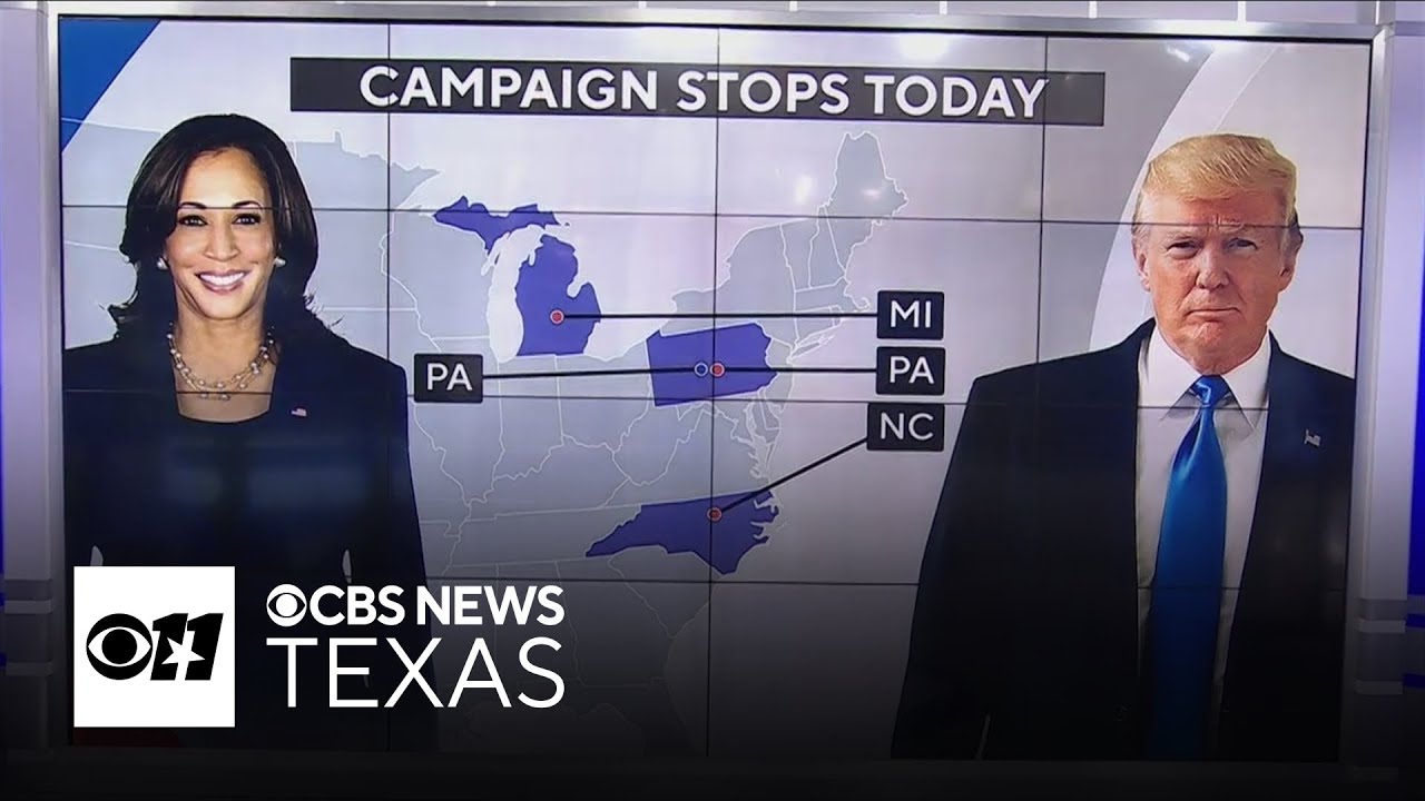 Harris, Trump campaign in battleground states on final day of 2024 ...