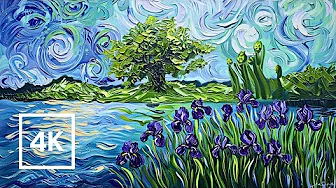 Van Gogh's Rivers and Lakes Amidst Irises and Flowers. Art reimagined.