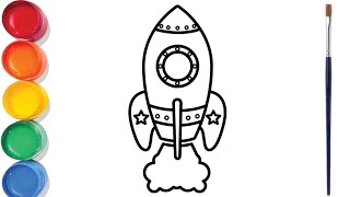 Hello kids rocket beautiful drawing# kids rocket painting for colouring# how draw drwing