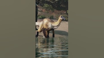 Adam! Deinoch’s first swim. #pathoftitans #dinosaurs #funny #meme