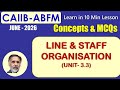 UNIT 3.3 line and staff organisation ABFM MAY 26- LEARN IN 10 MIN. WITH MCQS #S46