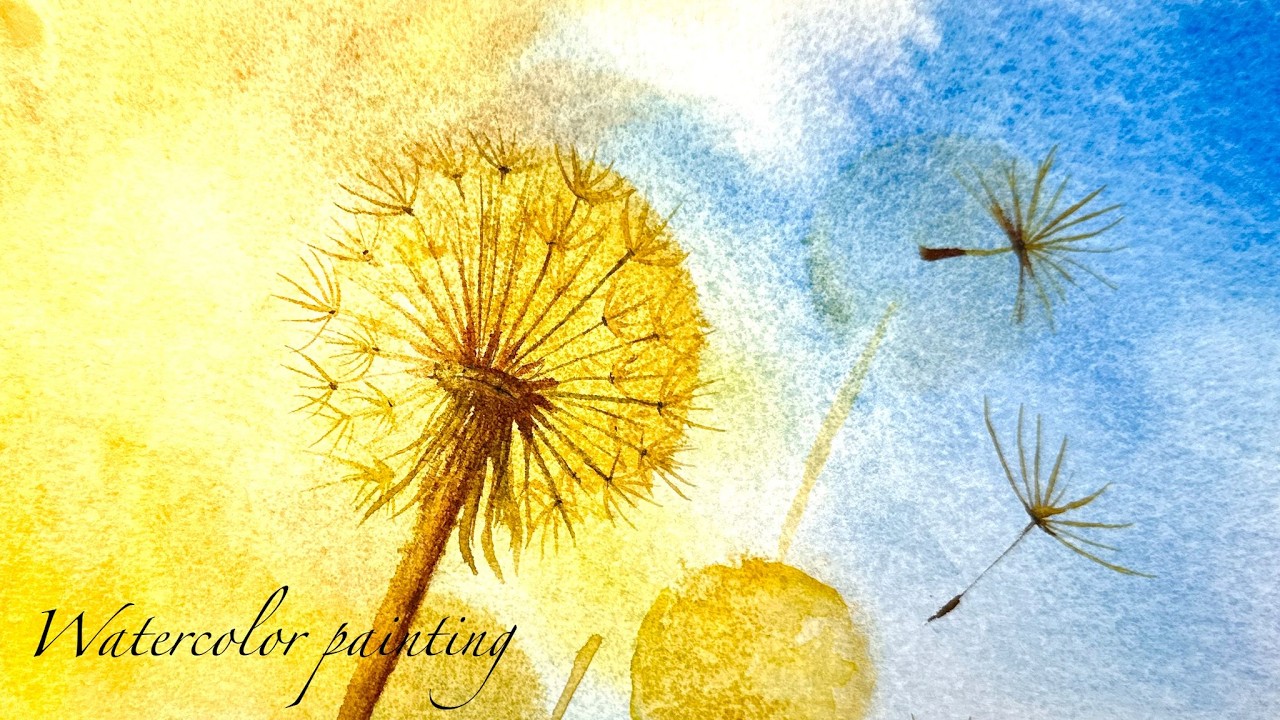 Golden Dandelion | Watercolor Painting Tutorial | Relaxing Art