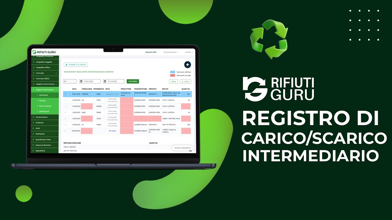 Registro Carico/Scarico Rifiuti - Modello A - 100 Moduli A4 - DATA UFFICIO
