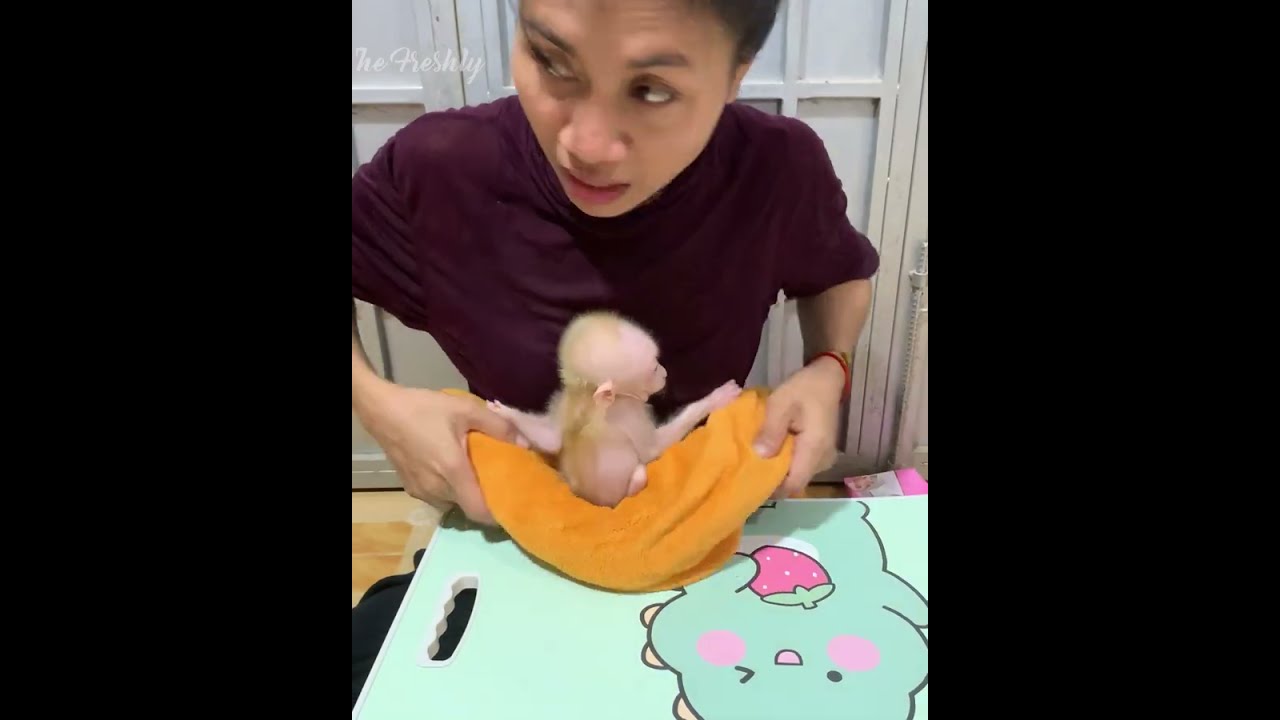 After wake up adorable baby DOOB ask mom cleaning and change urine pant and wearing clothes