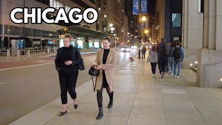 Night in Downtown Chicago (USA) Walking Tour on Wednesday | May 15, 2024 | 4k 60fps City Sounds