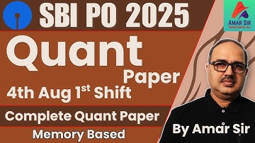 SBI PO 2025 | Full Quant Paper | Memory Based | #16 | Amar Sir 🎯🔥🚀