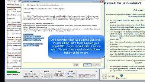 SDScribe Section 11 (first tab)