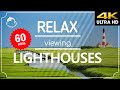 🗼🛌60 MINUTE 4K RELAXING Music viewing LIGHTHOUSES, Sleep MEDITATION, CALM Music, Deep SLEEP Music