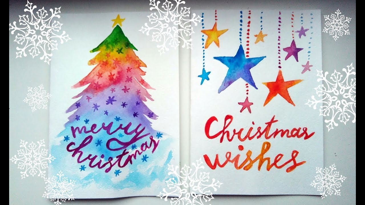 Diy Easy Christmas Cards Ideas Watercolour Tutorials Youtube