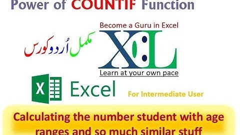 Countif Function in Excel   Urdu  Hindi