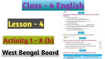 Class 4 English Lesson 4 Activity 1 to 8 (b)