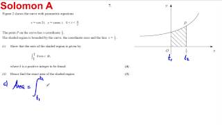 Integration of Parametric Equations Exam Style Question 5