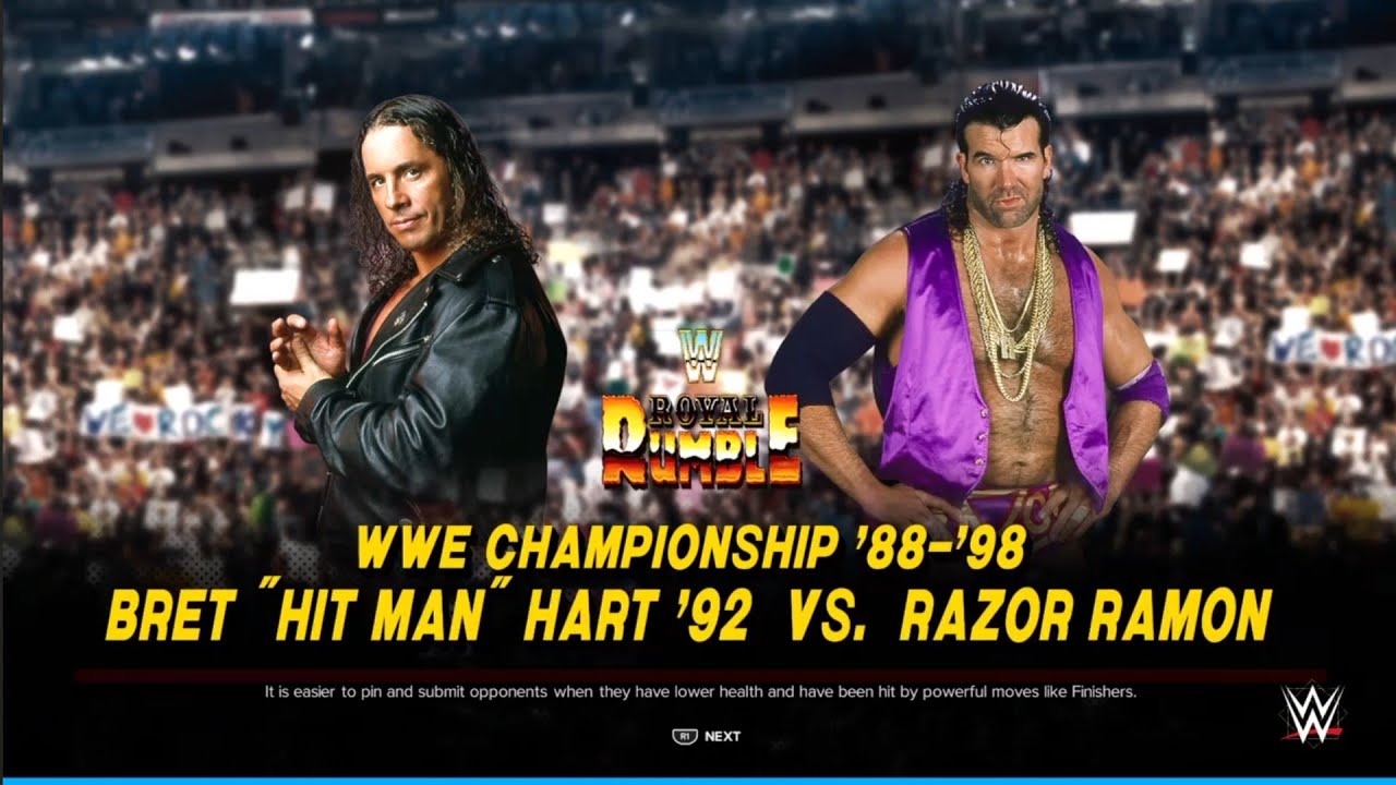 Bret Hart vs Razor Ramon. Royal Rumble 93. WWE 2K24 - YouTube