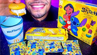 ASMR MCDONALDS OREO MCFLURRY DISNEY STITCH GOLDEN OREO CAKESTERS FRUIT SNACKS EATING SHOW ICE CREAM
