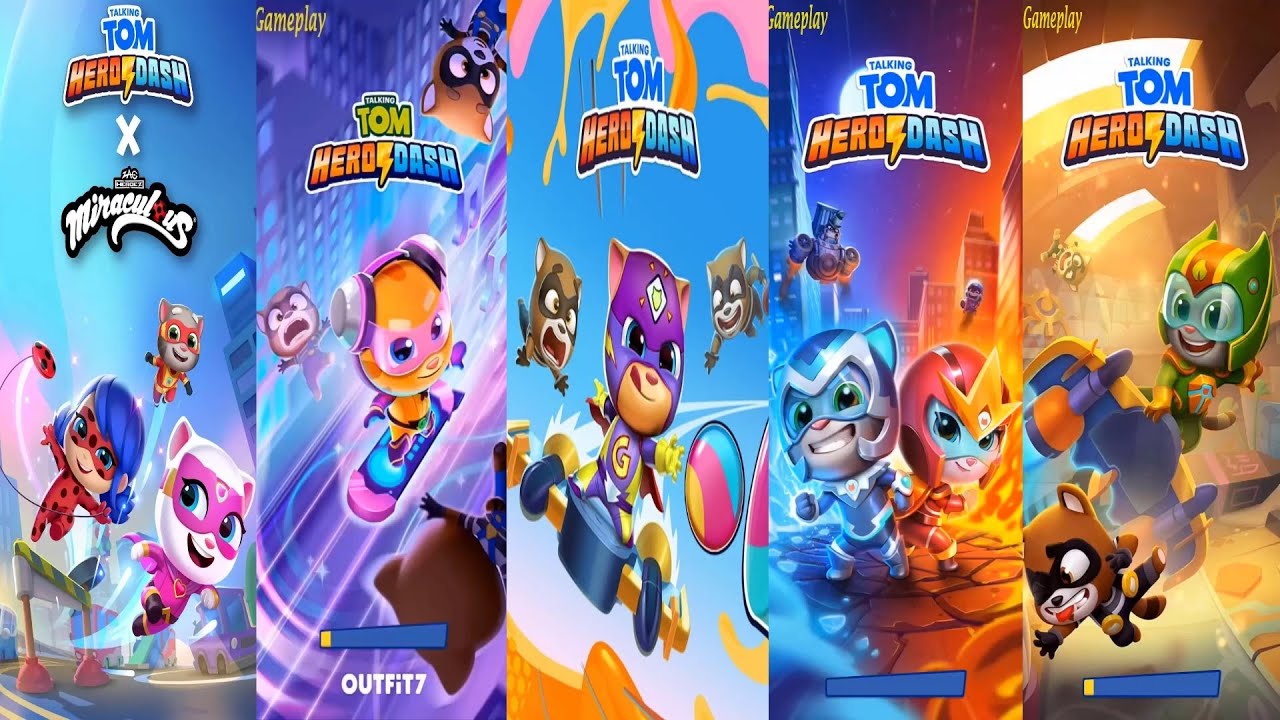 Talking Tom Hero Dash Miraculous Ladybug VS Cat Noir Tom VS Super Ben SUPER BECCA ROCKSTAR GINGER