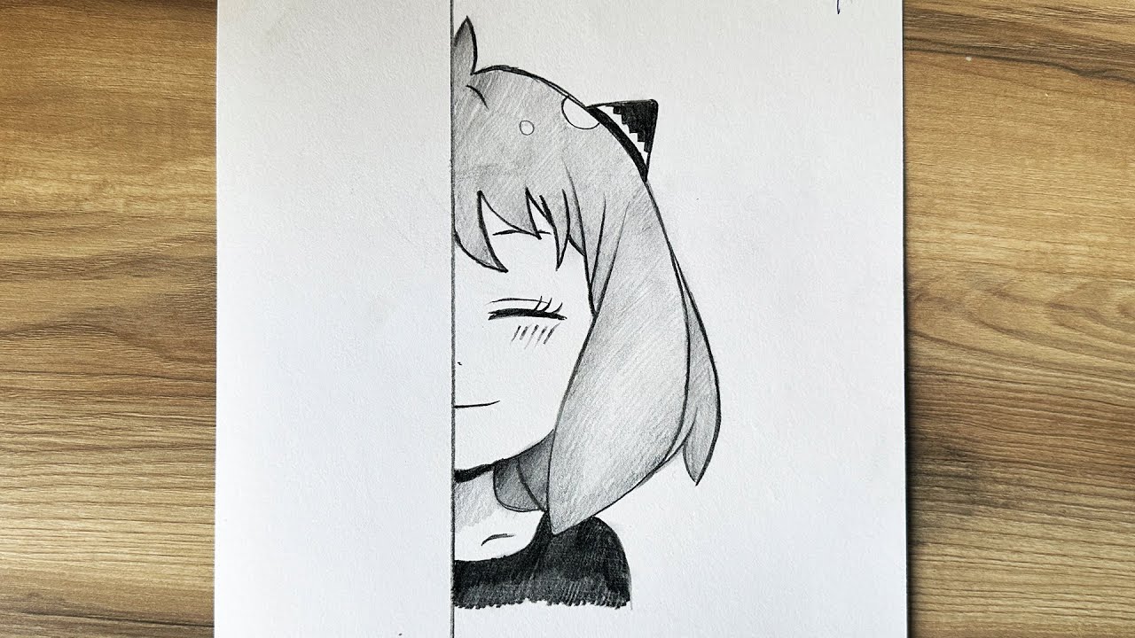 how-to-draw-anya-forger-half-face-from-spy-family-how-to-draw